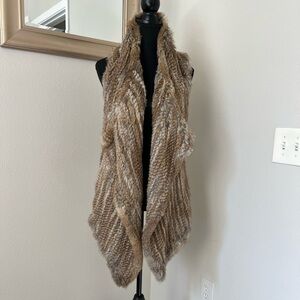 Bagatelle Collection Wool Knit Rabbit Fur Cardigan Vest